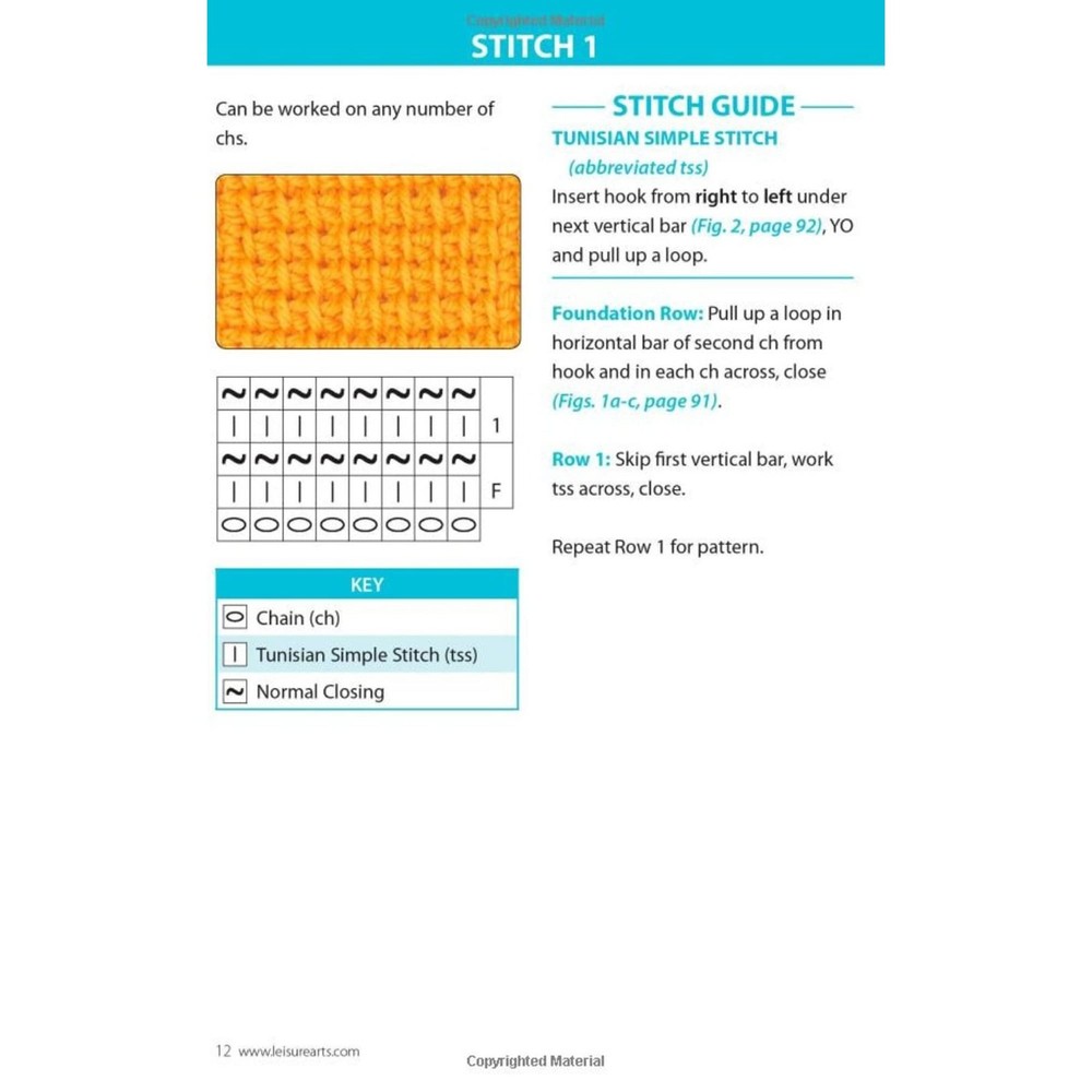 Tunisian Crochet Stitch Guide-61 Patterns Including Photo Tutorials...