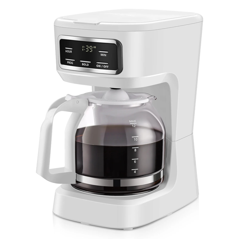 Finish 12-Cup Programmable Coffee Maker, White