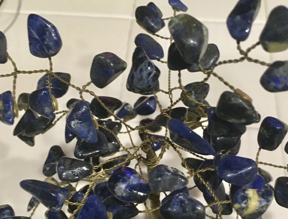 Vintage Copper Wire Tree Blue Stones