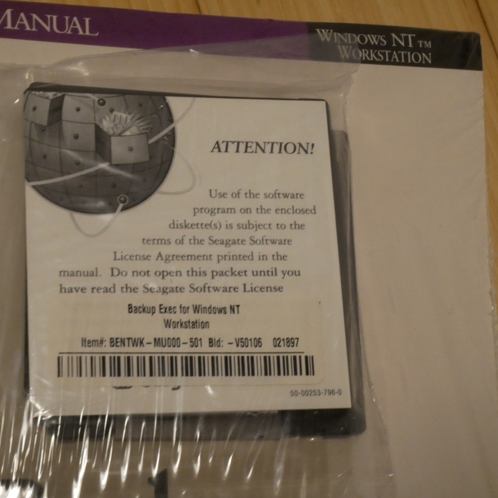 NOS Sealed Backup Exec Windows NT Workstation Edition Seagate Arcadia Software