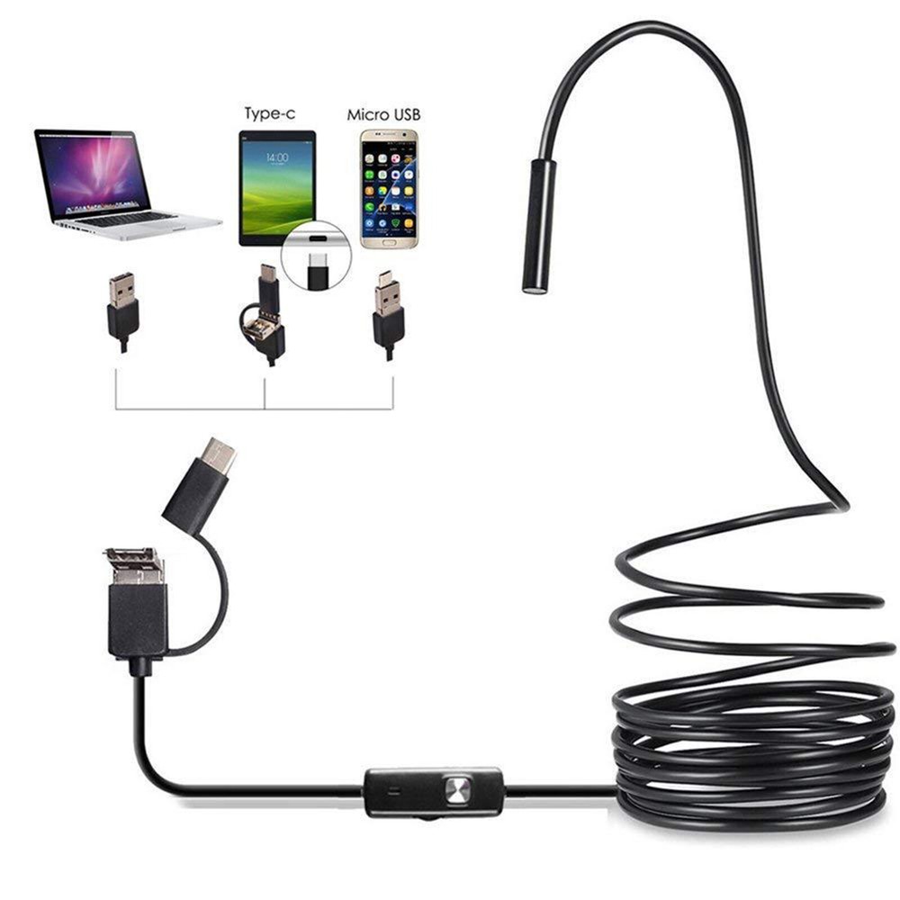 3in1 Megapixels HD USB C Endoscope Type-C Borescope Inspection Camera ForAndroid
