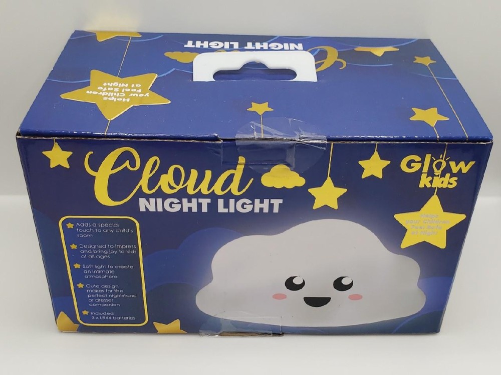 Glow Kids Cloud Night Light with Batteries Cute Nightlight Shape Smiley Sleep
