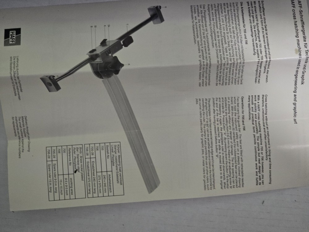 HAFF 705 Cross Hatching Machine Drafting Engineering Graphic Tool w/ Case *Mint*