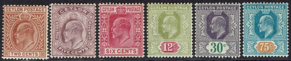 CEYLON 1904 KEVII RANGE TO 75C WMK MULTI CROWN CA