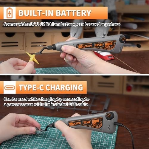 Variable Speed Reciprocating Sander with USB Charging & LED Light, 6 Sanding Hea