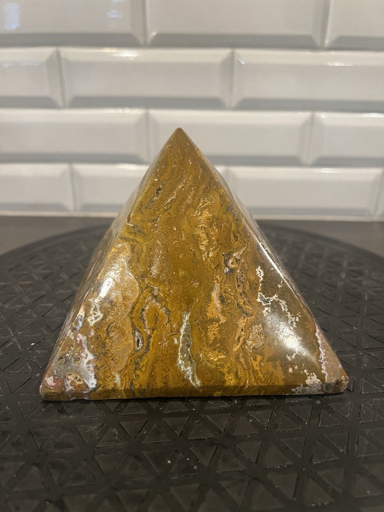 Gorgeous Agate Pyramid With Moss. Heavy Solid Crystal!