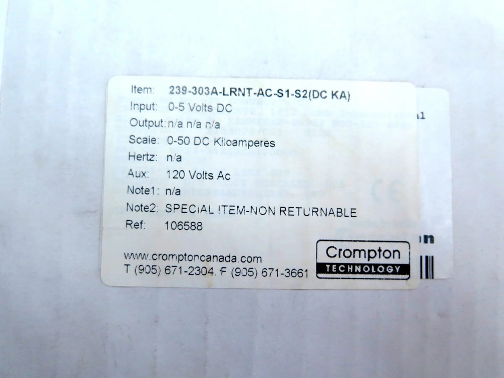 Crompton Instruments 239-303A-LRNT-AC-S1-S2 Analog Meter Relay