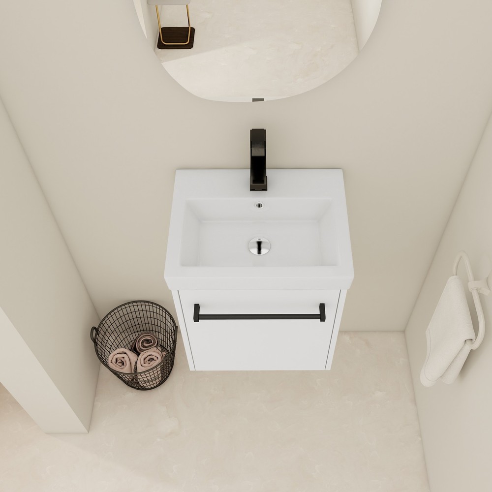 18'' Floating Wall-Mounted Bathroom Vanity with Ceramic Sink & Soft-Close Cabi