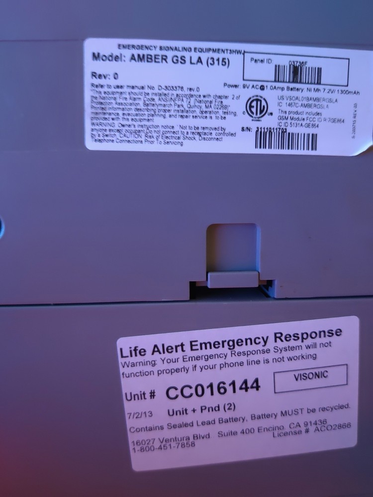 Visonic Amber Select Personal Emergency Response Control Panel