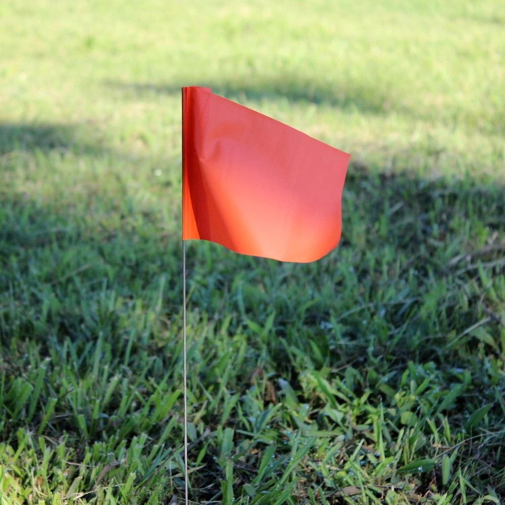 Durable 100-Pack Orange Marking Flags for Landscaping and Construction Projects