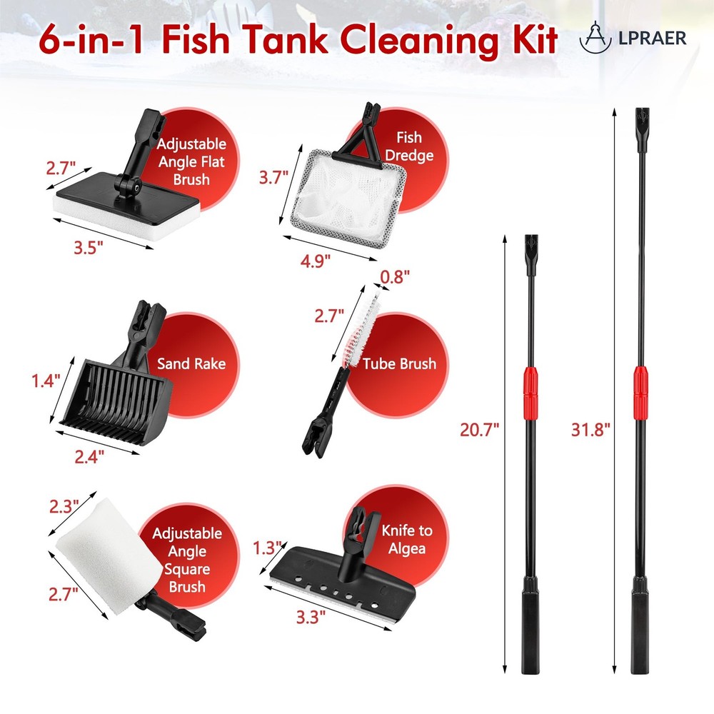 Multifunction 7 PCS Aquarium Cleaning Tools Bundle Kit Set Adjustable Fish Ta...