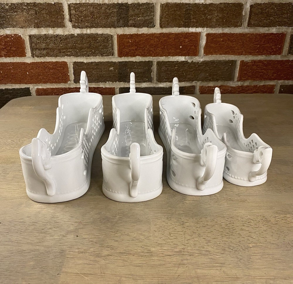 Mikasa Manchester Pattern Porcelain White Buffet Flatware Silverware Holders 4pc