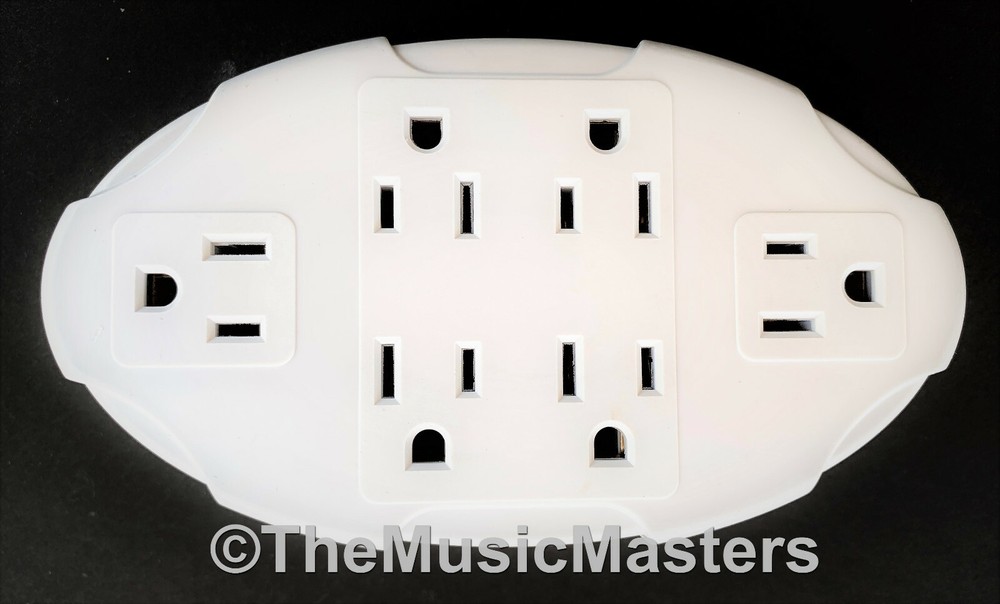 (2) 6 Outlet Electrical Socket Adapter Cover Oval 6-Way Wall Plug Power Splitter