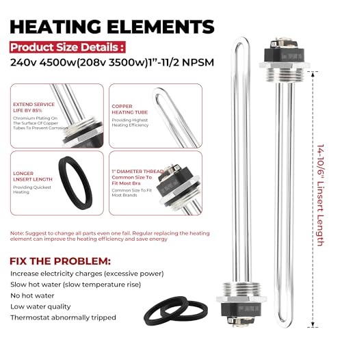 Water Heater Elements, 4500W/240V Hot Water Heater Elements Pack Including