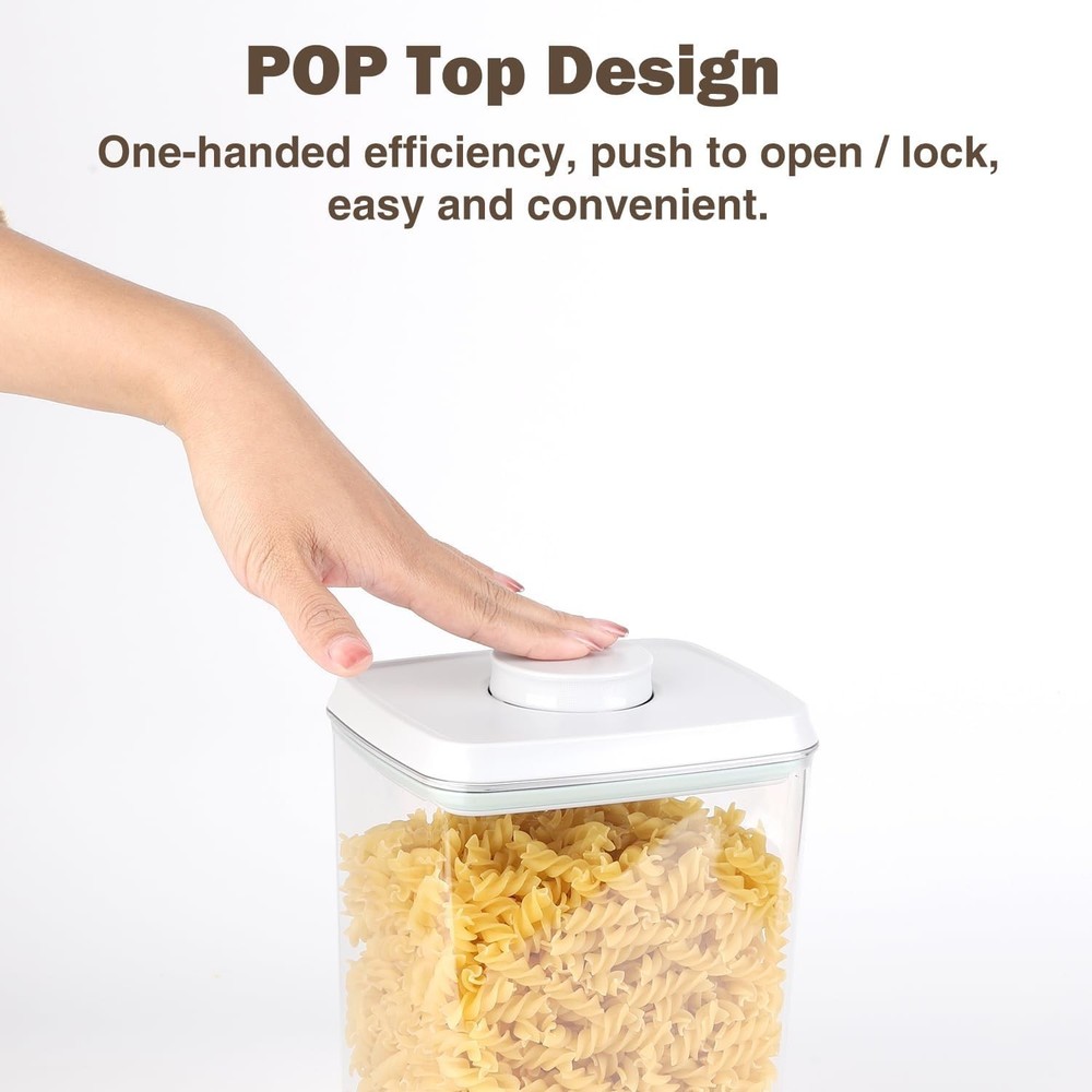 Pop Airtight Food Storage Containers Set W/ Lids 6 Pcs Stackable One Button