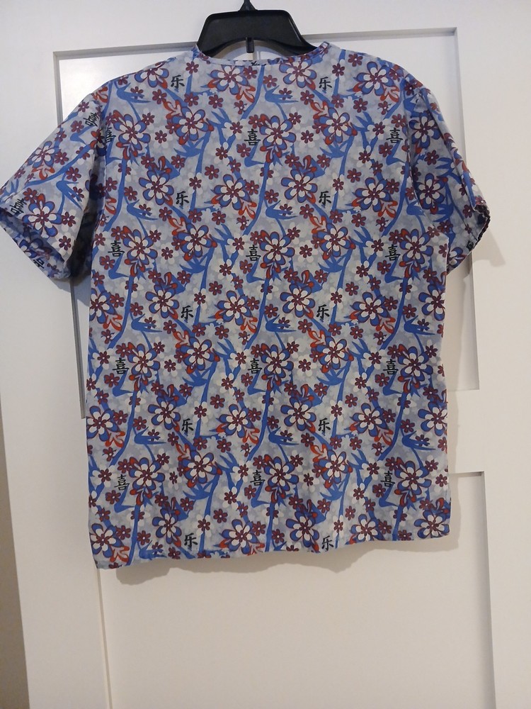 Absolute Women's Red White & Blue Scrub Top With Two Pockets