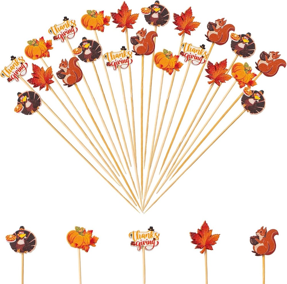 Fall Cotail Pis Autumn Theme turkey squirrel pumpkin maple leaf