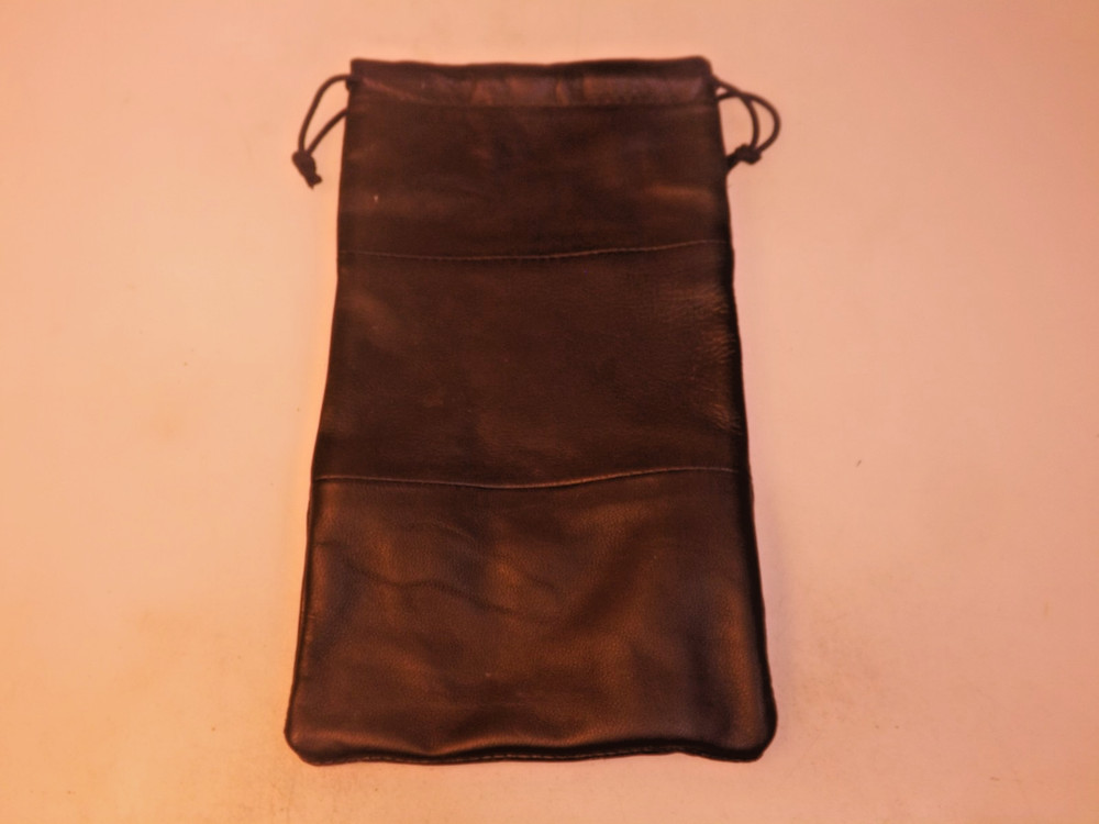 New Tim West Pipes Designer Plain Black Leather Pipe & Accessories DrawstringBag