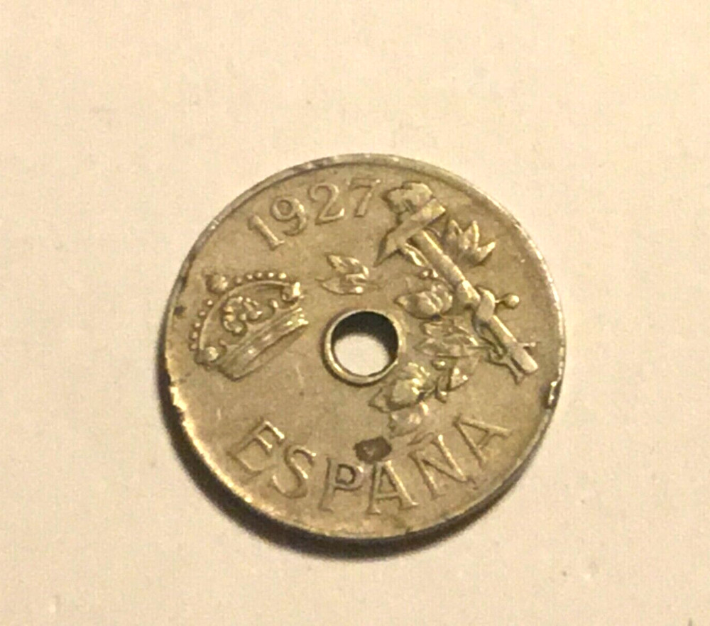Spain 1927 25 Centimos Coin