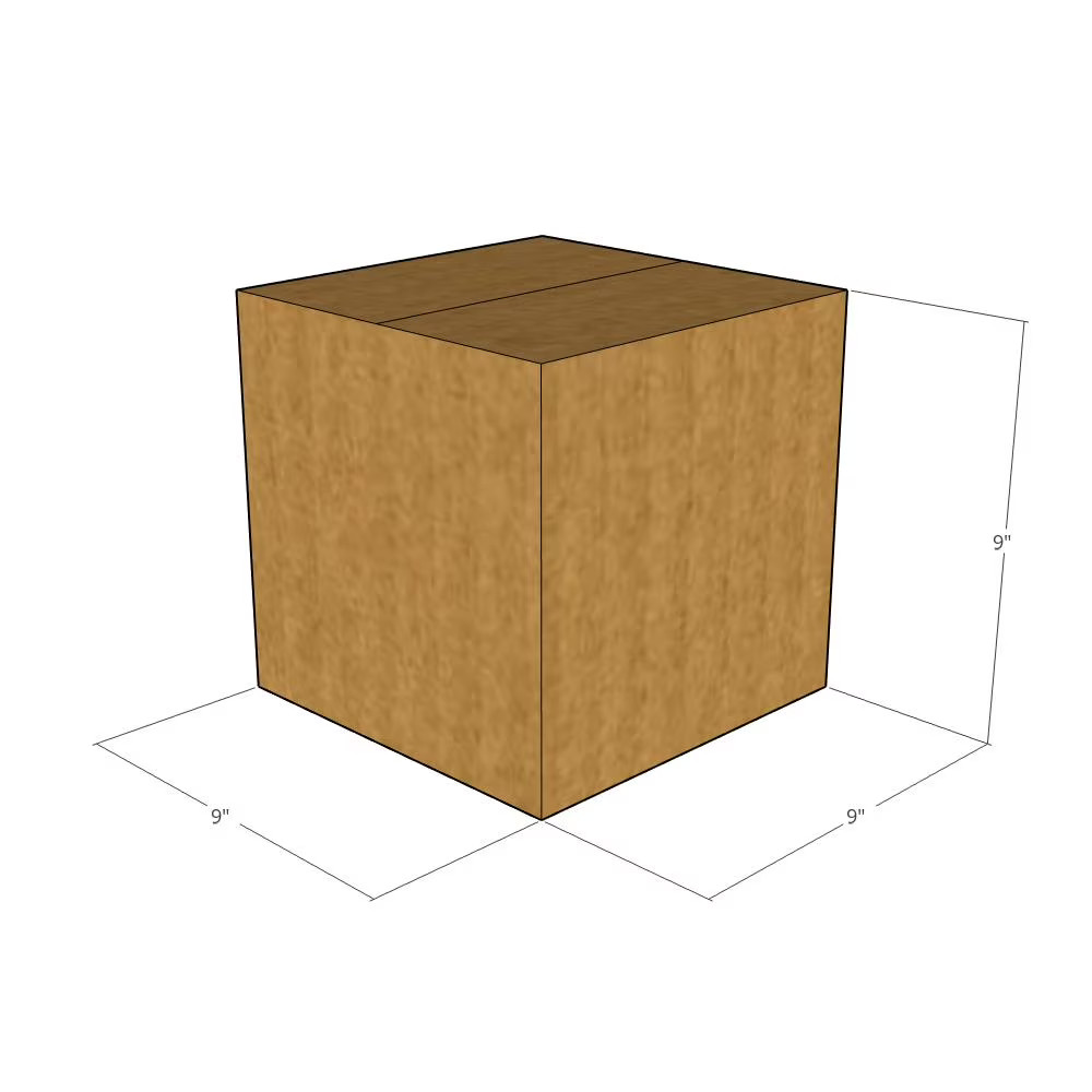 10 9x9x9 Kraft Brown Corrugated Shipping Boxes Multi-Depth 48 ECT Double-Wall