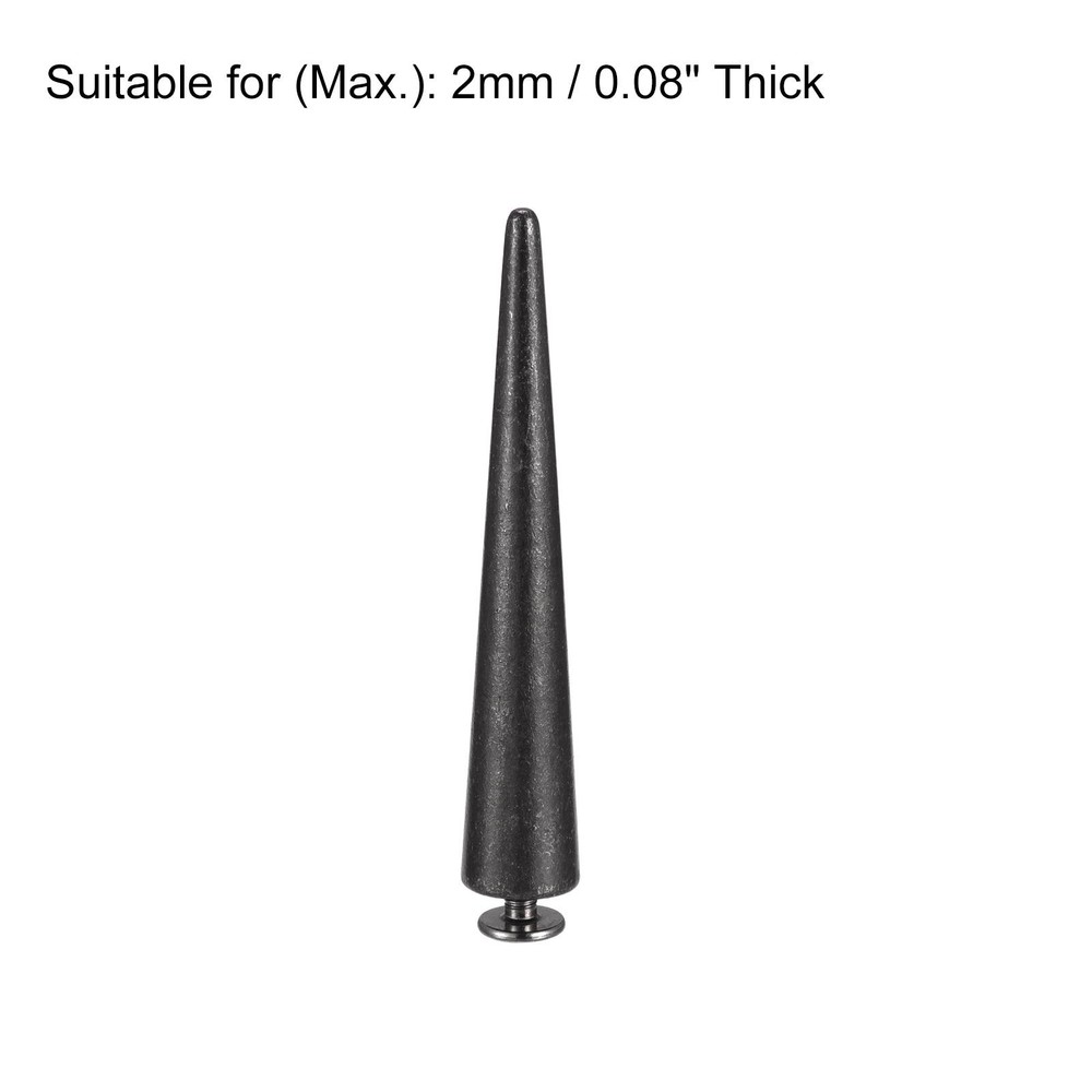 10x55mm Screw Back Rivets, 5 Sets Solid Leather Studs for DIY Black