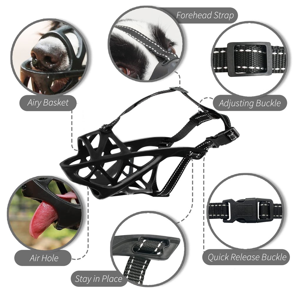 Dog Muzzle Soft Basket Muzzle for Medium Large Sized Dog Labrador Golden Germ...