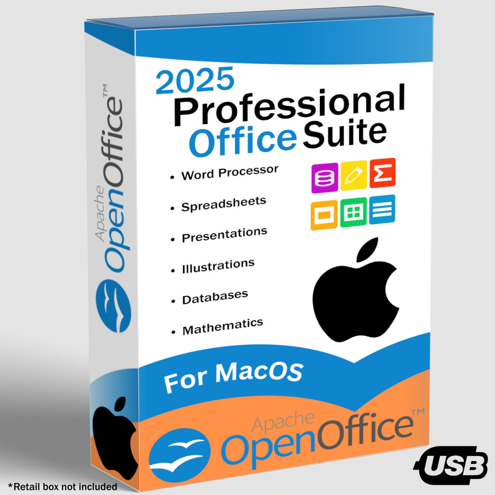 Open Office Software Suite for Mac USB Word Processing Home Student Business