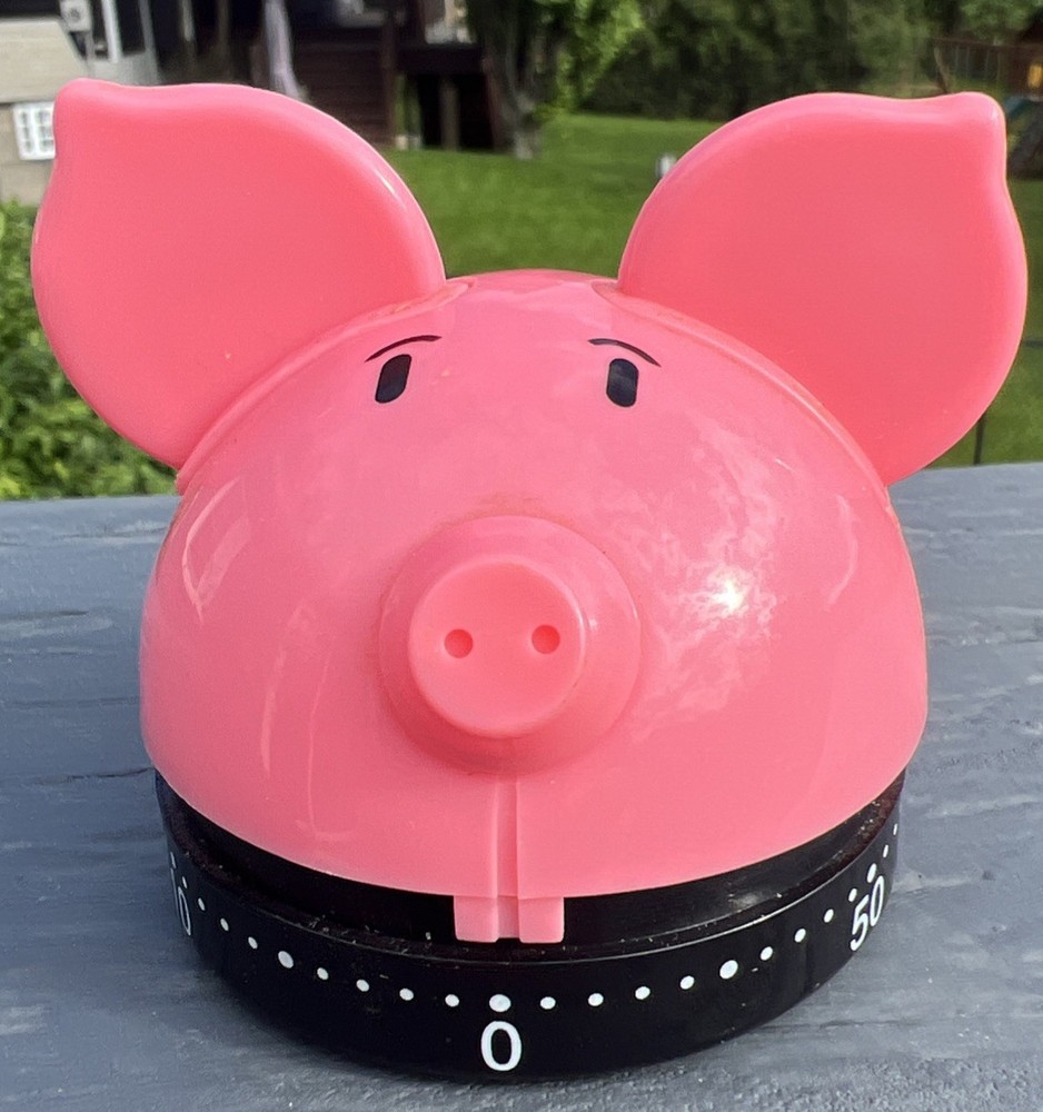 Cute Bright Pink Pig 60 Minute Kitchen Timer