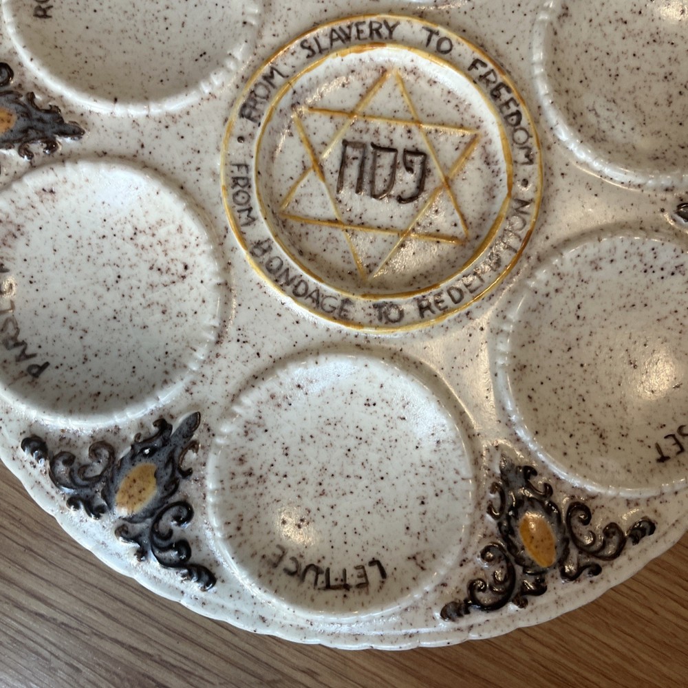 Unique Antique Ceramic Passover Seder Plate 10” Diameter