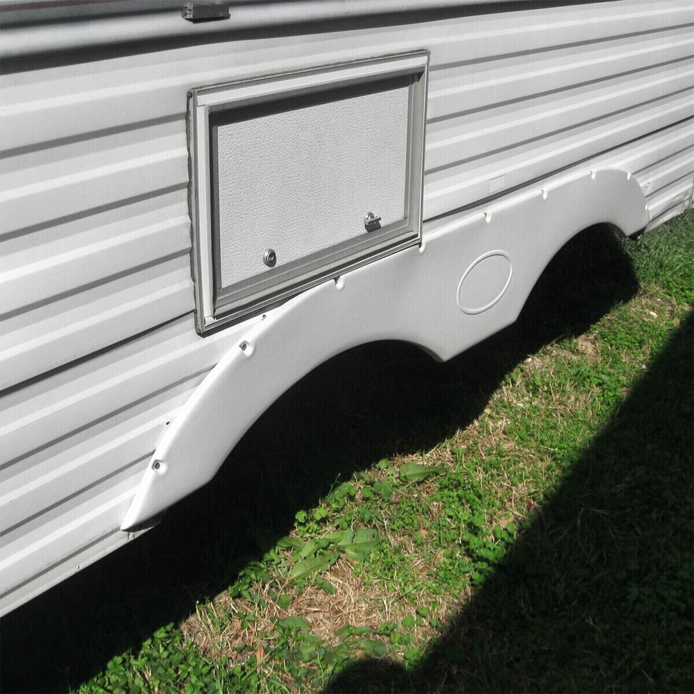 Pair of Tandem Trailer Fender Skirt In White For RVs Campers And Trailers