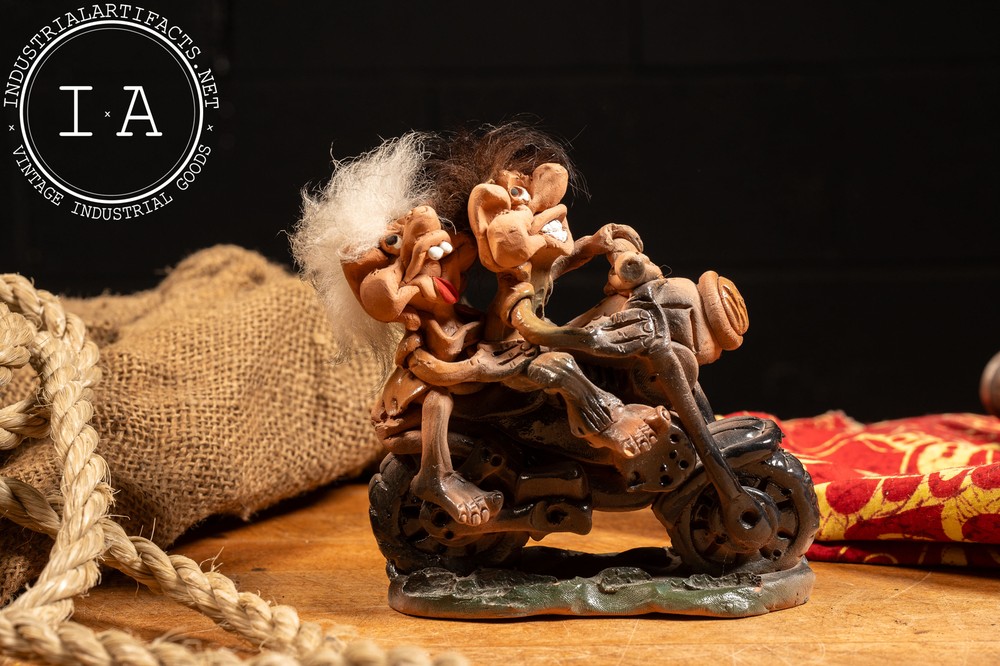 Vintage Bizarre Clay Motorcycle Figure
