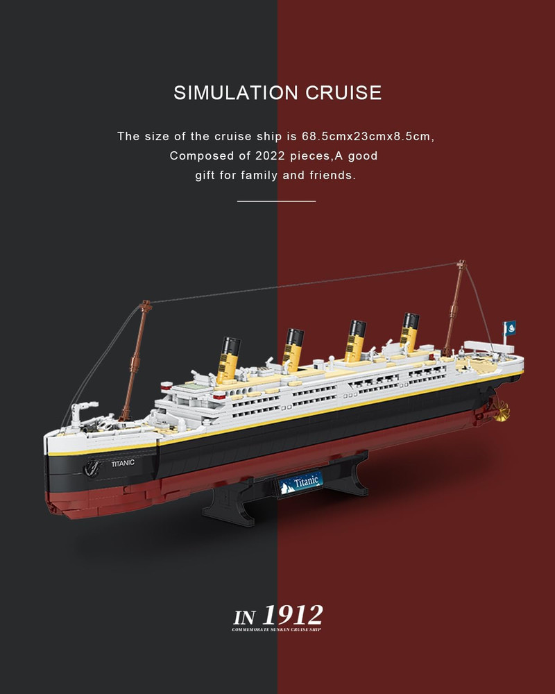 Titanic Model Building Blocks Set, 2022 Pieces Bricks, Compatible with Major Bra