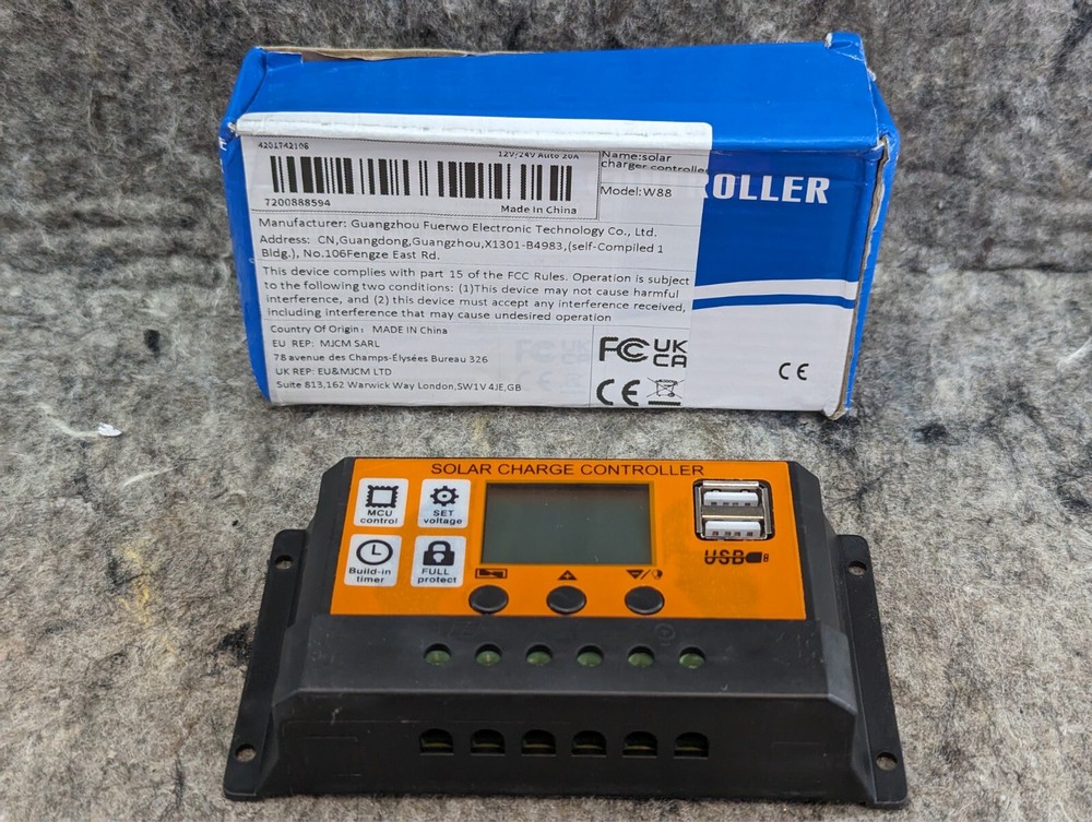 🔥New🔥 3-Stage PWM Controller 12V/24V (20A) Smart Controller Solar (1E)