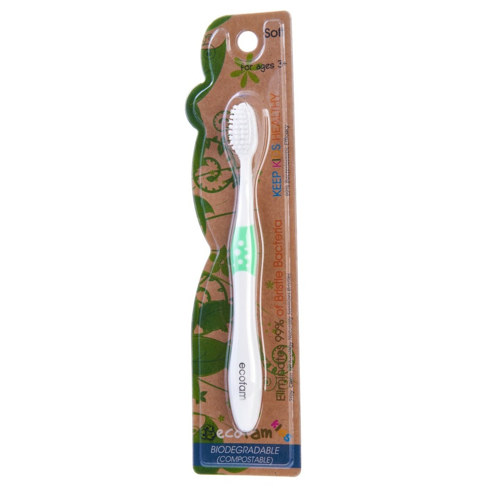 EcoFam Kid's Compostable Toothbrush with Silver Anti-Microbial Bristles (8 pack)