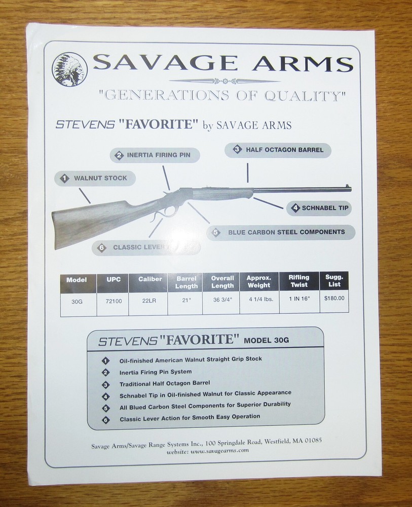 Savage Favorite Sales Brochure