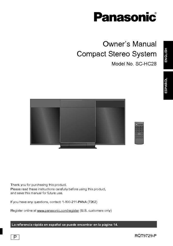Panasonic SA-HC28 Stereo System Owners Instruction Manual