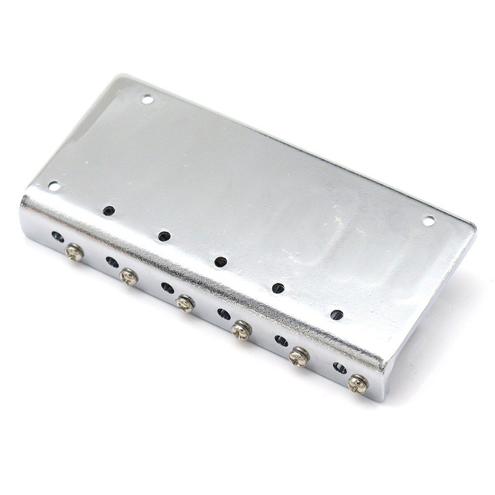 6String Metal Fixed Bass Bridge L-Shaped Saddle Bridge Top Load Tailpiece Silver
