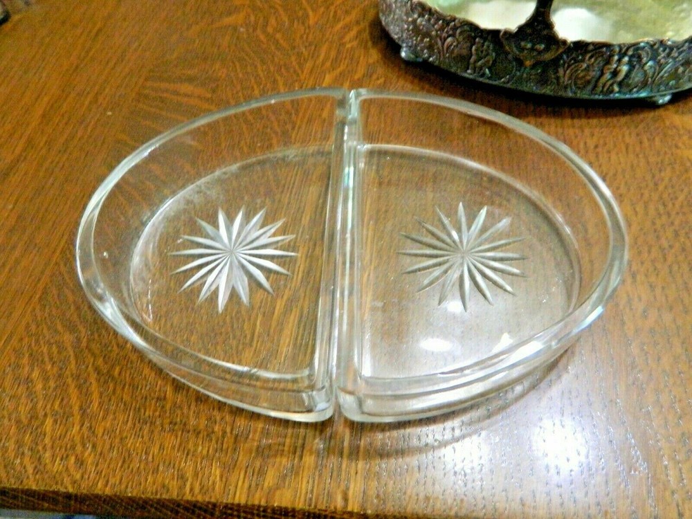 *Vintage Repousse COPPER/ Silver Metal Divided Candy Dish W/Handle-