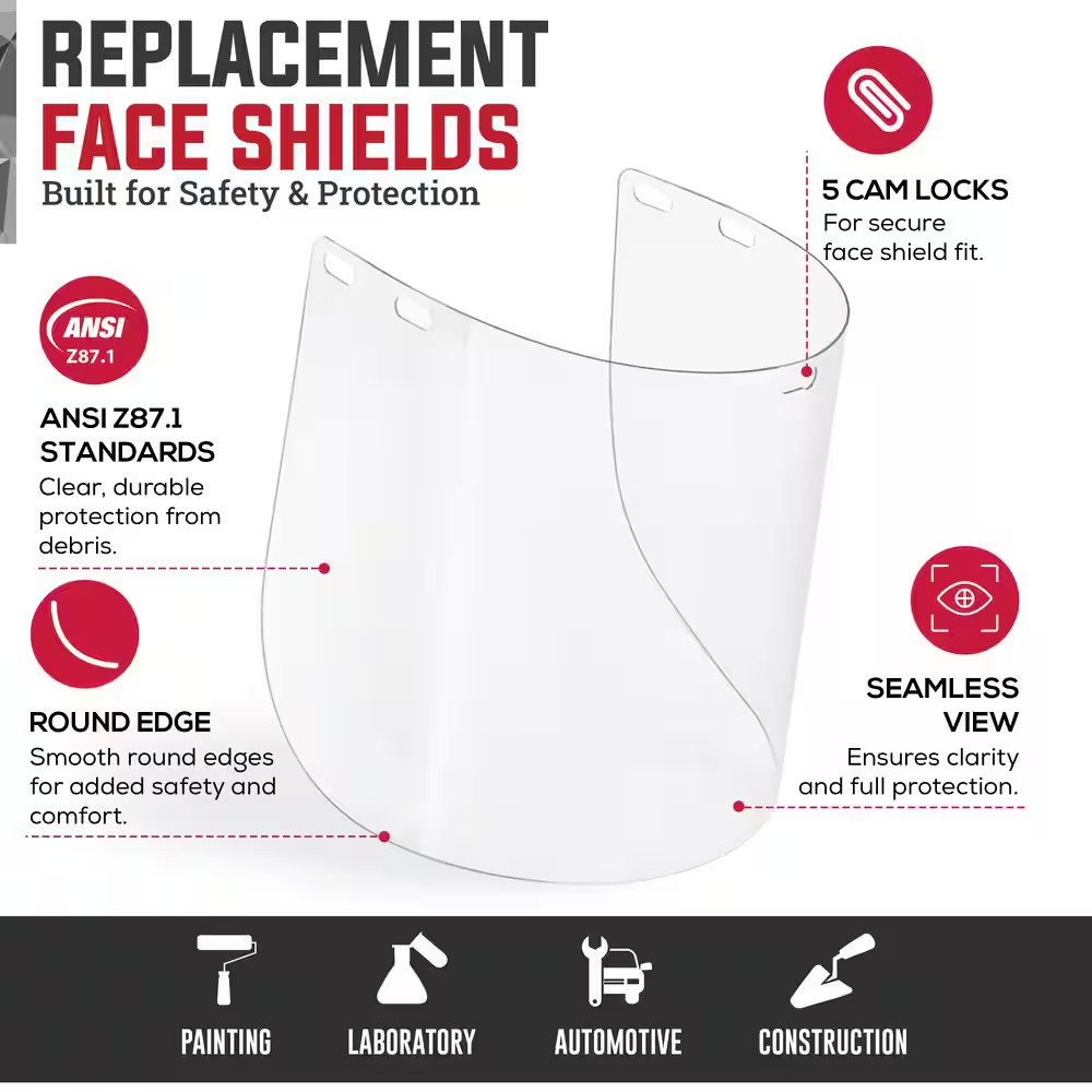 15-Pack Replacement Clear Face Shields