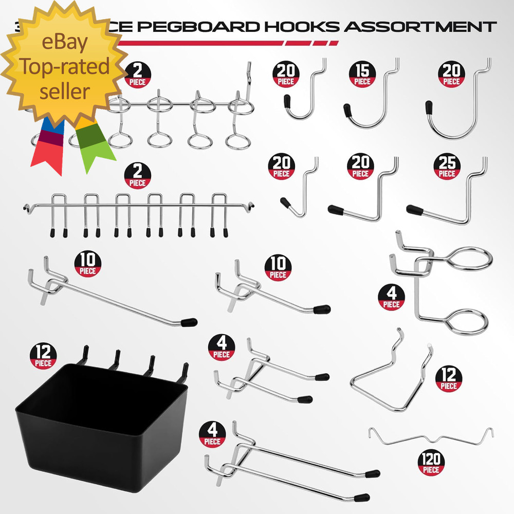 300-Piece Pegboard Hook Set Pegboard Organizer Accessories for Hanging