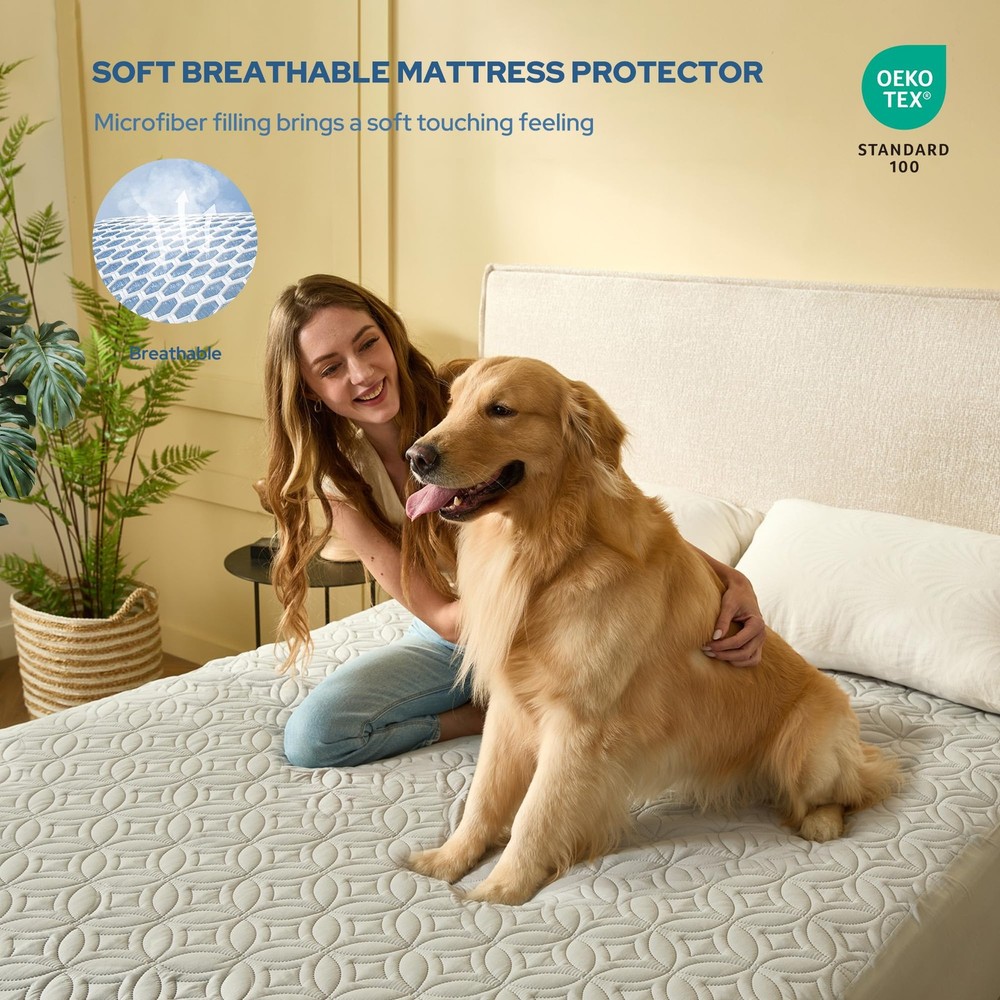 BEDLORE Waterproof Mattress Protector, Queen Size Mattress Pad with Deep Pock...