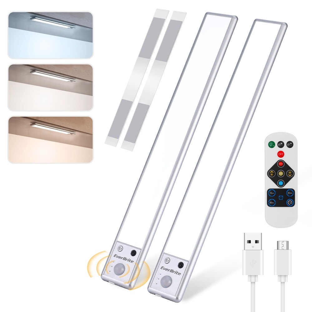 2 Pack 78LED Under Cabinet Lighting, Motion Sensor Light with Remote Control