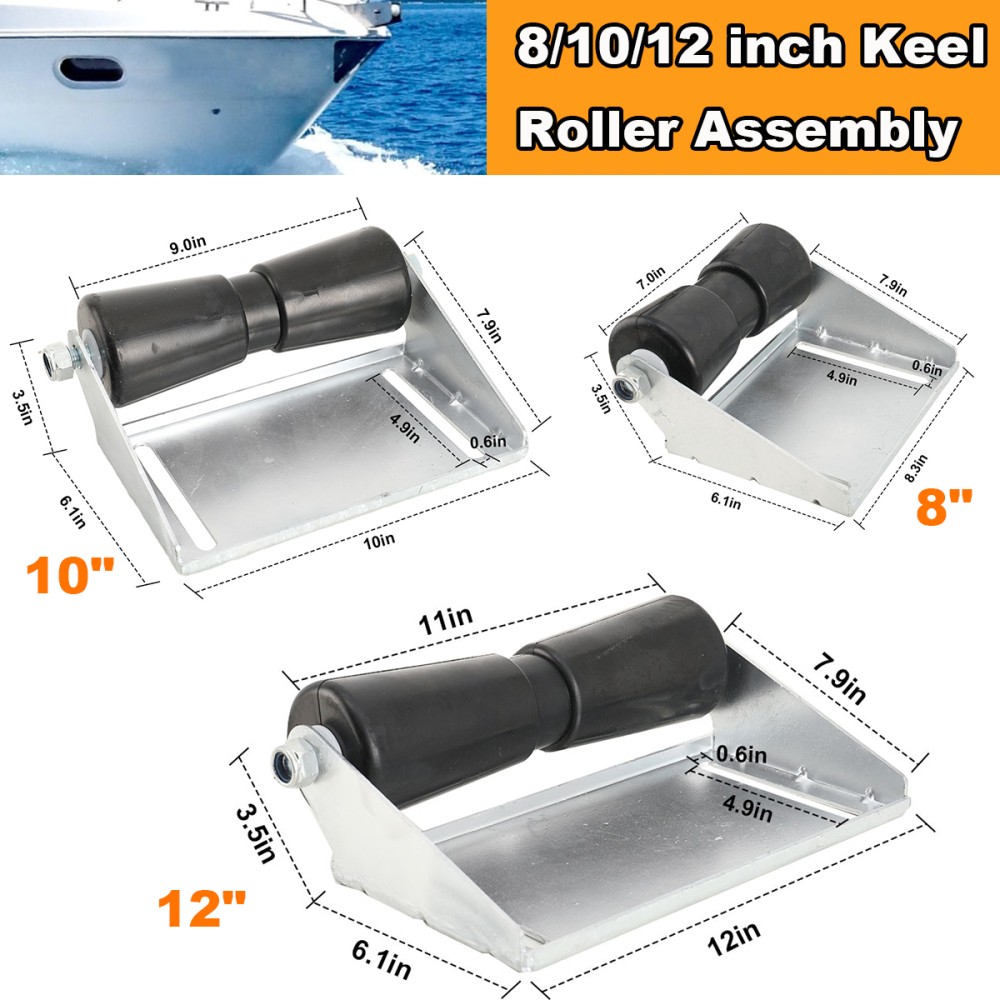 New For Boat Trailer Rollers with Brackets 8/10/12 inch Keel Roller Assembly Kit
