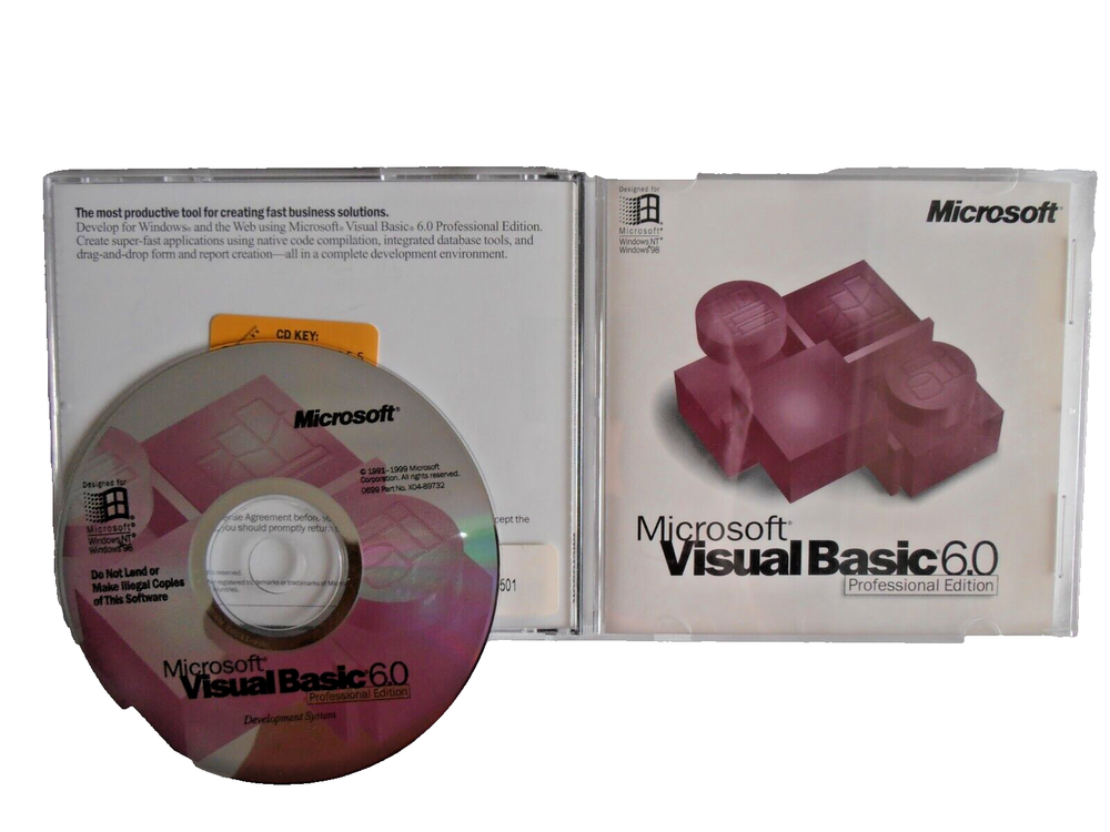Microsoft Visual Basic 6.0 Professional Upgrade or Full Ver for Windows 95 ~ 11