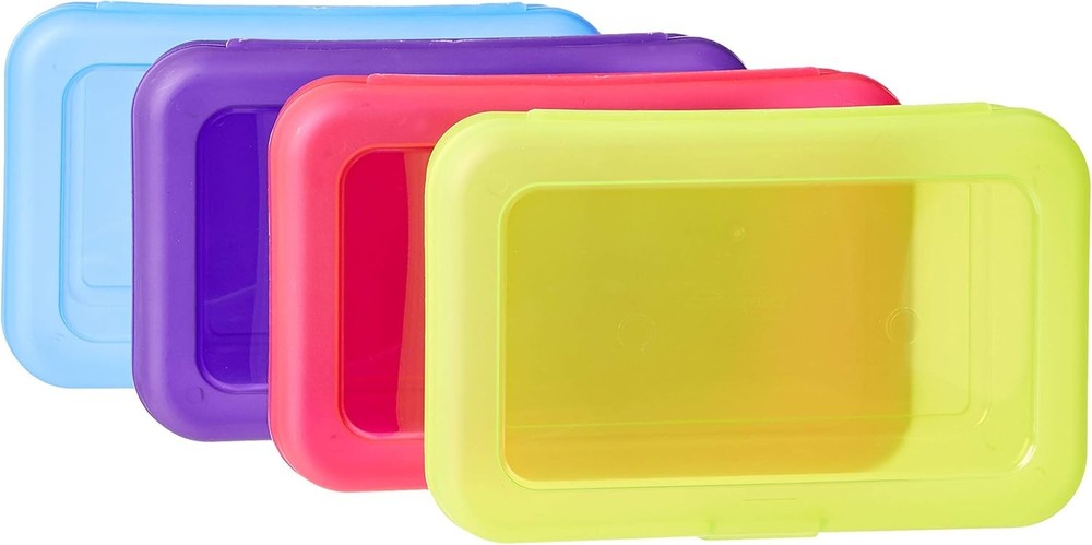4-Pack Large Pencil Cases-Durable Plastic School Supply Pencil Box, Secure Closu