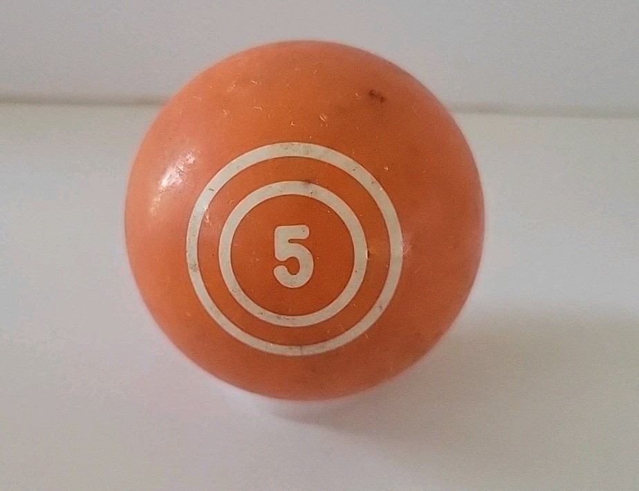 Vintage No. 5 Solid Orange Pool Ball Billiard 2" Replacement (J)