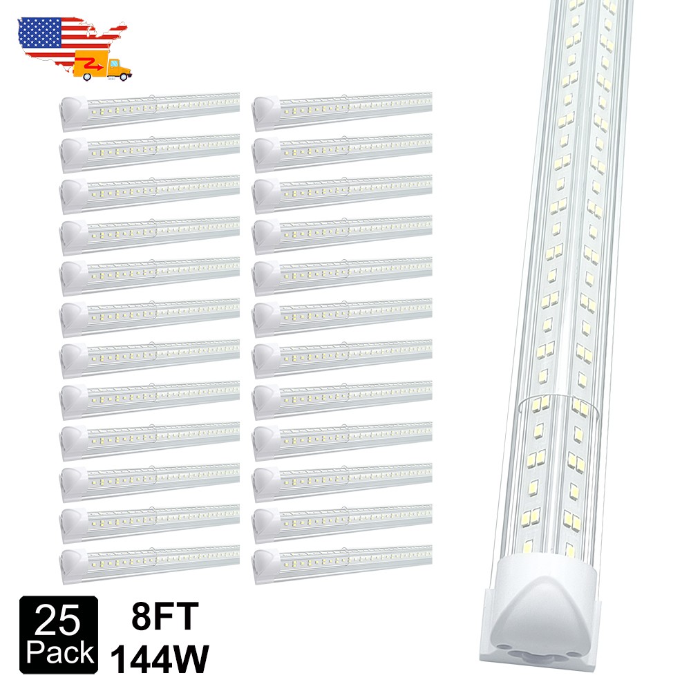 25 Pack 144W 8Ft Led Shop Lights Fixtures 8 Foot Led Tube Light Bulbs 6500K CW