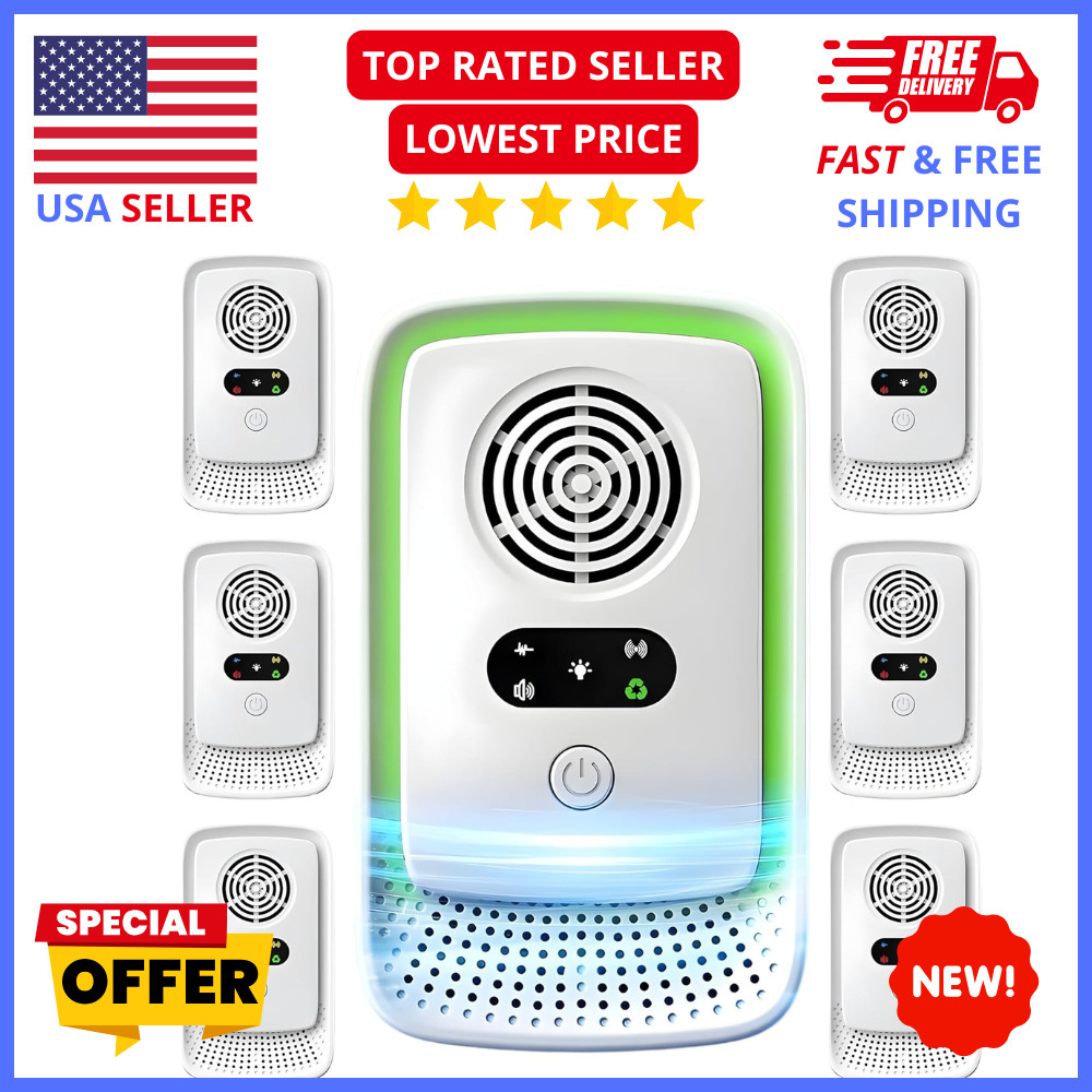 Ultrasonic Pest Repeller 6 Pack Plug In Rodent Mouse Bug Insect Control