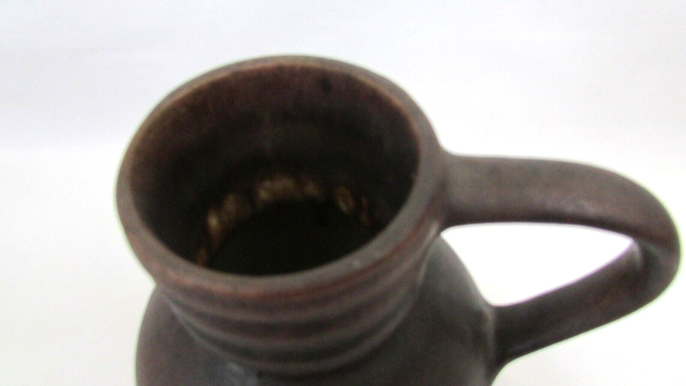 Vintage Studio Brown Ceramic Rustic Pitcher Vase Kitchen Decor Signed