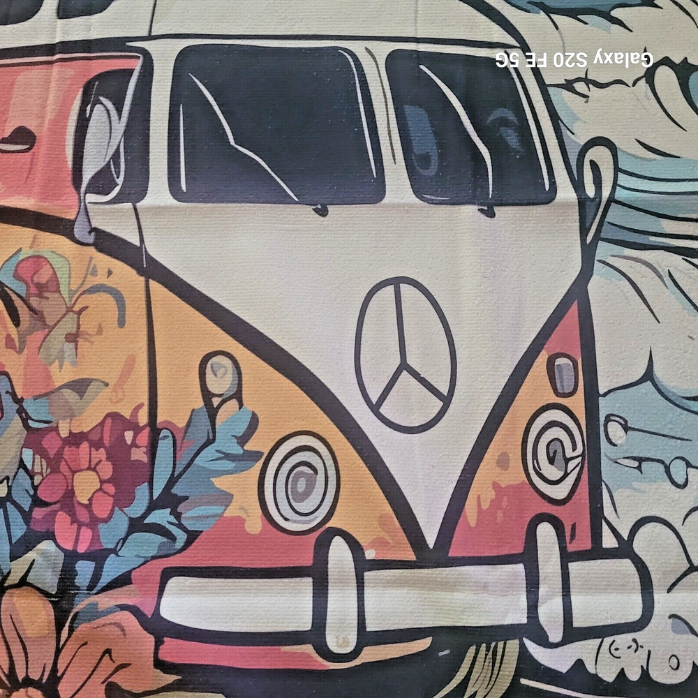 Van VW Split Window Peace Flower Hippie Towel Beach Bath Pool Ocean Palm Tree